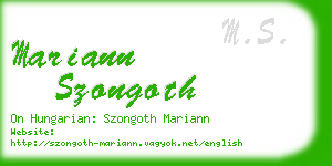 mariann szongoth business card